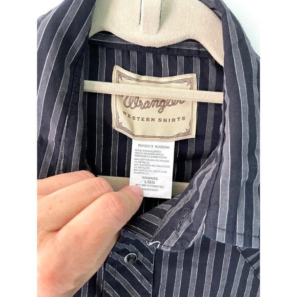 Wrangler Western Shirts Snap Front Shirt Mens Large L Vintage Metallic Black - Picture 4 of 10